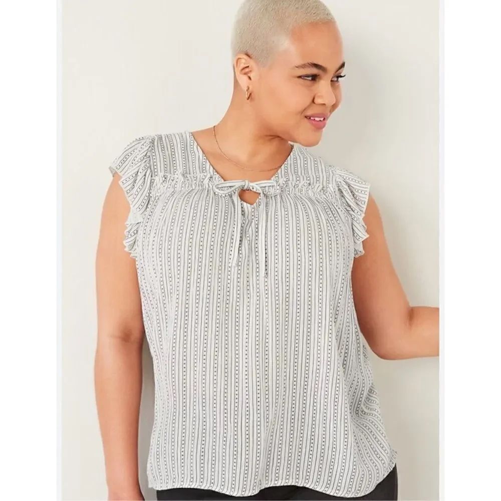 NWT Womens Old Navy Ruffled Crinkle-Texture Tie-Front Blouse Sz XXL